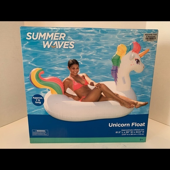 SummerWaves Rainbow ride on Unicorn POOL FLOAT 7Ft - Picture 1 of 2